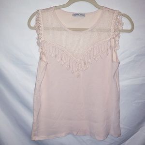 Zara Sz Small Evening Blush W Crochet Accent Top